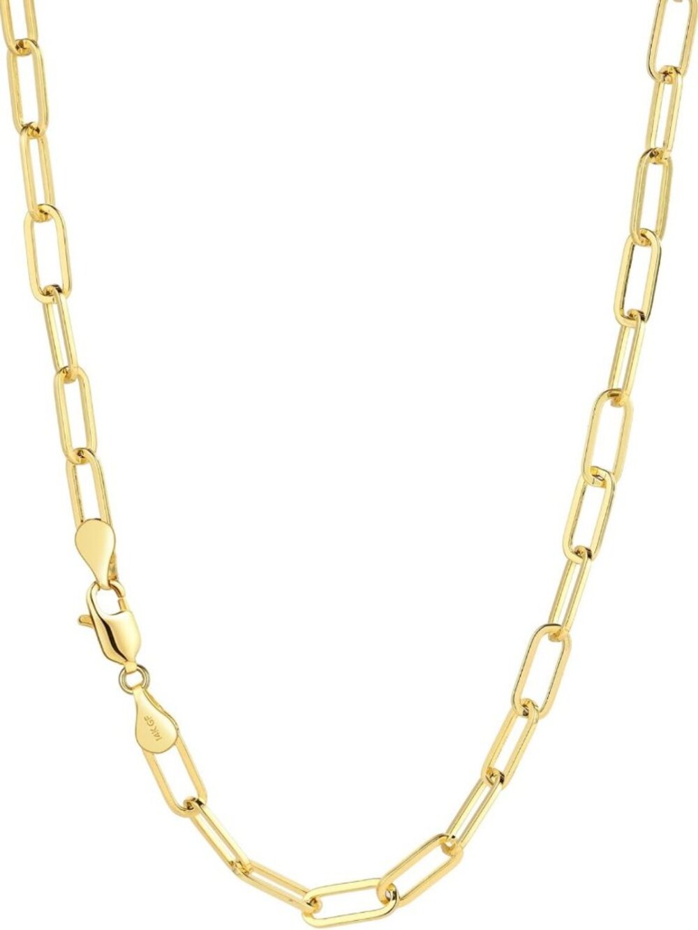 14K Gold Filled Paperclip Necklace for Women & Men, Adjustable 16-24in, Stylish